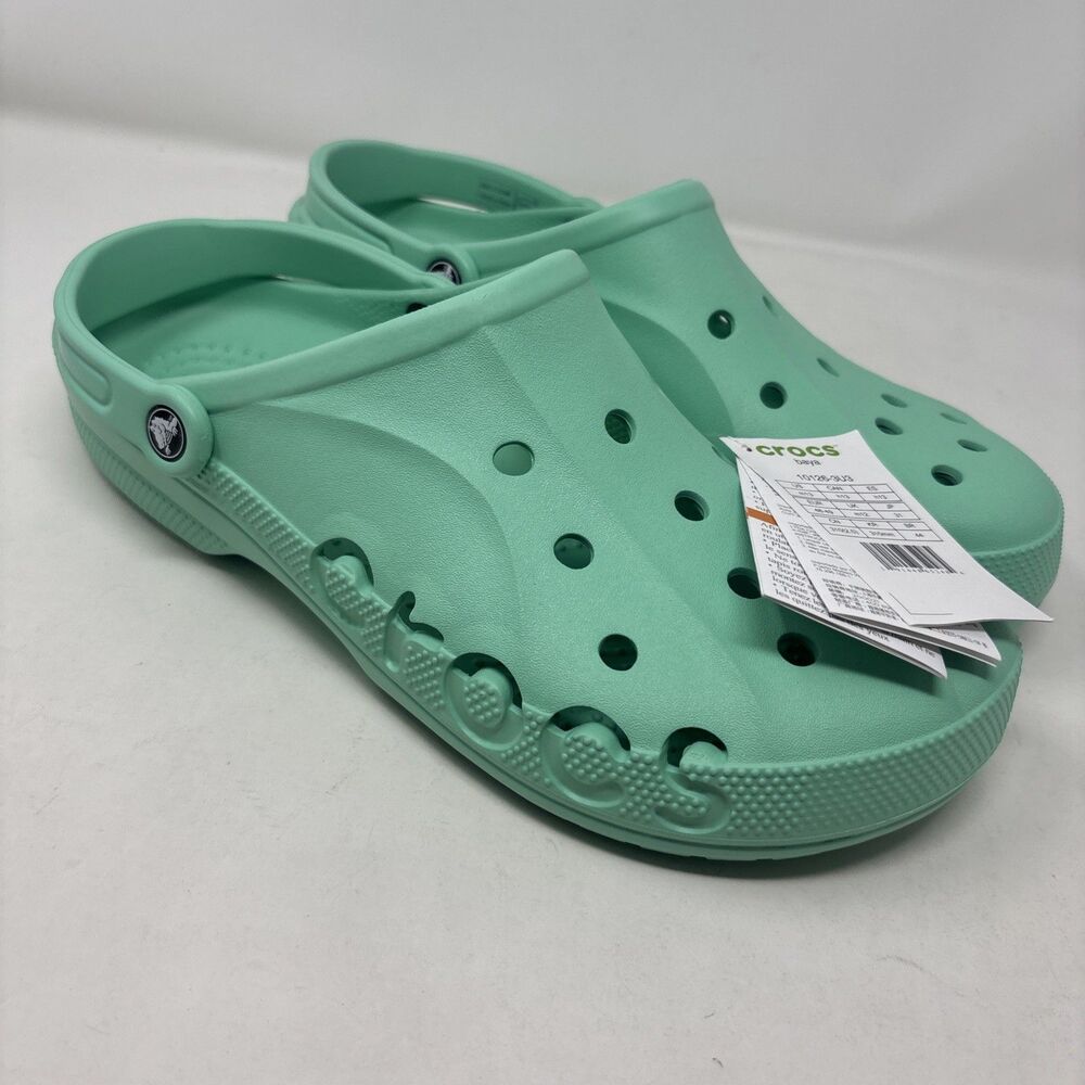 Crocs Baya Clogs Men’s 13 Mint Green Slip On Ventilated Shoes NWT